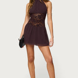 Lizette Sheer Lacey Chiffon Mini Dress