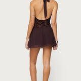 Lizette Sheer Lacey Chiffon Mini Dress