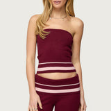 Kaliya Stripey Strapless Knit Top