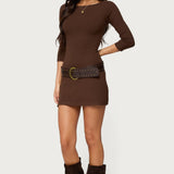 Jadey Boat Neck Mini Dress