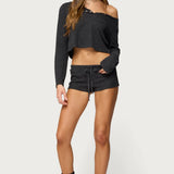 Teddy Cropped Waffle Top