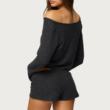 Teddy Cropped Waffle Top