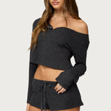 Teddy Cropped Waffle Top