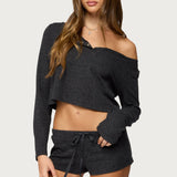 Teddy Cropped Waffle Top