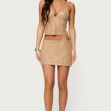 Jenny Beaded Mesh Boned Top