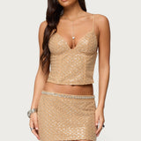 Jenny Beaded Mesh Boned Top