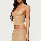 Jenny Beaded Mesh Boned Top