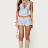 Sloane Faux Suede Halter Top