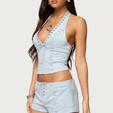 Sloane Faux Suede Halter Top