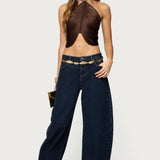 Hara Fringed Crisscross Backless Top