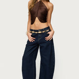 Hara Fringed Crisscross Backless Top