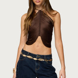 Hara Fringed Crisscross Backless Top
