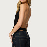 Damarey Chain Backless Halter Top