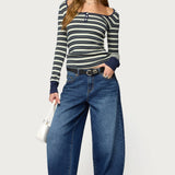 Jaida Striped Henley Top