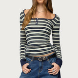 Jaida Striped Henley Top