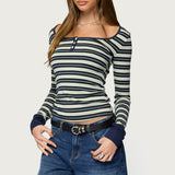 Jaida Striped Henley Top
