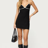 Laurah Contrast V Neck Mini Dress