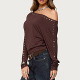 Paola Off Shoulder Stud Top