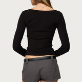 Larna V Neck Ribbed T Shirt