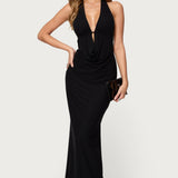 Laretta Cowl Neck Backless Maxi Dress