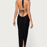 Laretta Cowl Neck Backless Maxi Dress