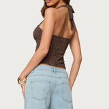 Zolah Lace Straight Neck Halter Top