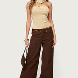 Nalia Gathered Ring Glitter Knit Top