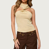 Nalia Gathered Ring Glitter Knit Top