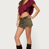 Deena Ruffled V Neck Top