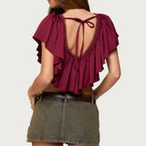 Deena Ruffled V Neck Top