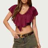 Deena Ruffled V Neck Top