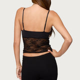 Damarie Cutout Ruched Sheer Lace Top