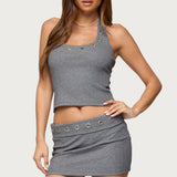 Havana Grommet Ribbed Halter Top