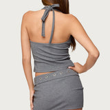 Havana Grommet Ribbed Halter Top