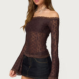 Built In Bra Off Shoulder Lace Top