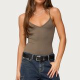 Teaghan V Neck Fitted Bodysuit