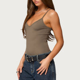 Teaghan V Neck Fitted Bodysuit