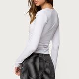 Jaelyn Ribbed Henley T Shirt
