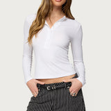 Jaelyn Ribbed Henley T Shirt