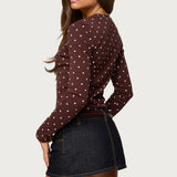 Daliya Polka Dot Long Sleeve Top