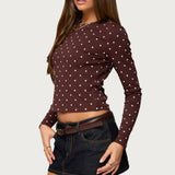 Daliya Polka Dot Long Sleeve Top