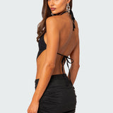 Neomi Rhinestone Open Back Top