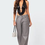 Draped Scoop Neck Open Back Top
