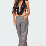 Draped Scoop Neck Open Back Top