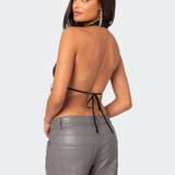 Draped Scoop Neck Open Back Top