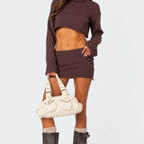 Gino Fold Over Knit Mini Skirt