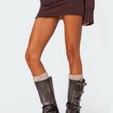 Gino Fold Over Knit Mini Skirt