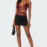 Spice Cut Out Sheer Lace Tank Top
