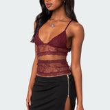 Spice Cut Out Sheer Lace Tank Top