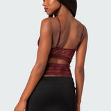 Spice Cut Out Sheer Lace Tank Top